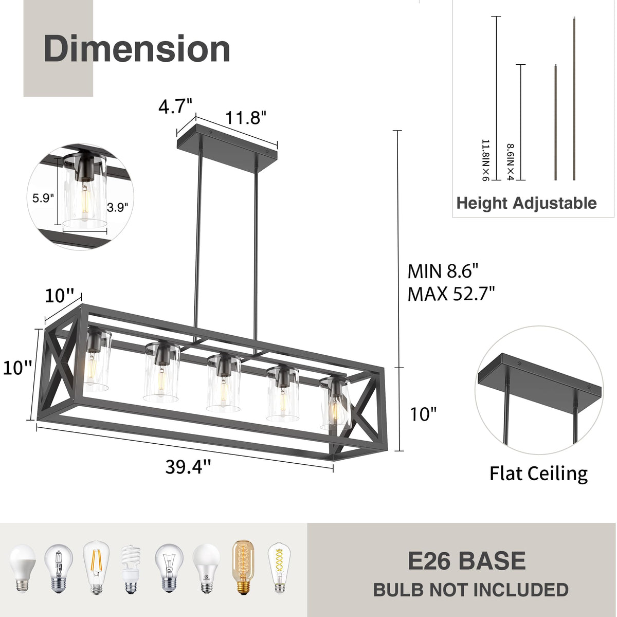 Espird farmhouse dining rectangle light shades providing focused downward illumination
