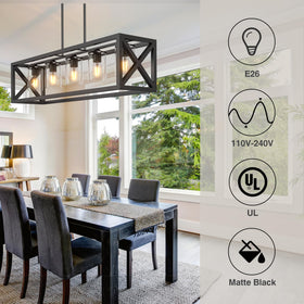 Espird matte black dining room fixture with ceramic base resisting heat