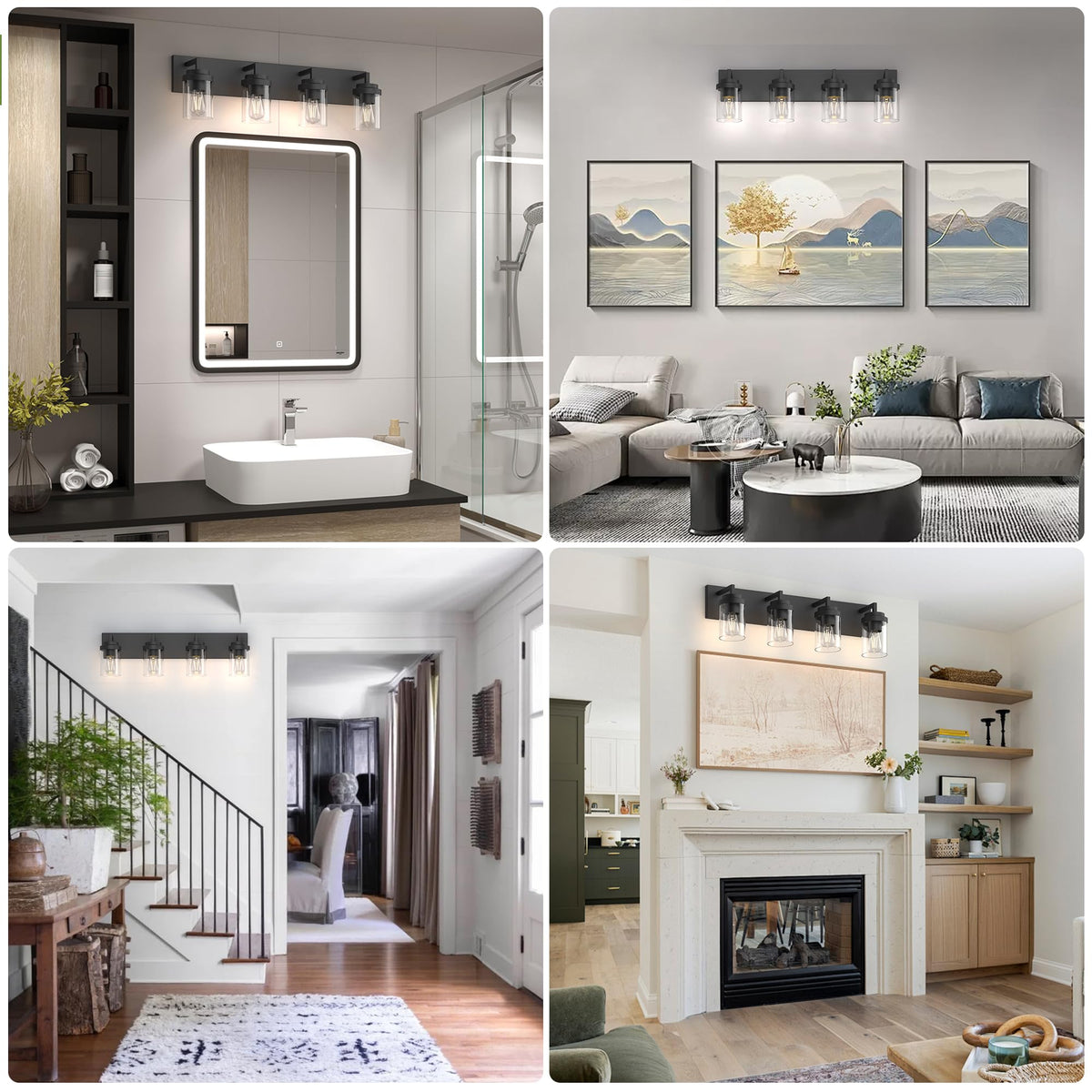 Espird 30-inch vanity light spans mirrors for balanced illumination.