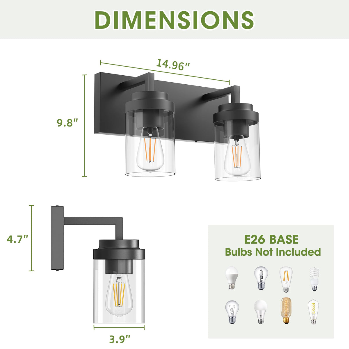 Espird matte black vanity light emphasizes clean lines and durable metal finish.