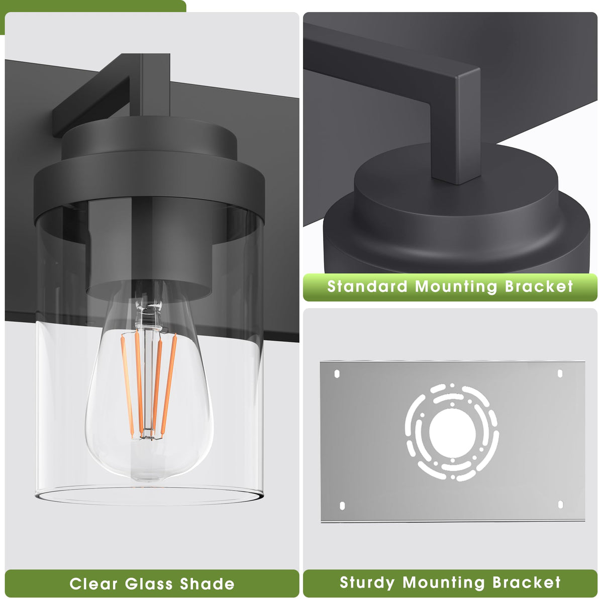 Espird vanity light side view highlighting sturdy metal frame for reliability.
