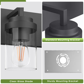 Espird vanity light side view highlighting sturdy metal frame for reliability.