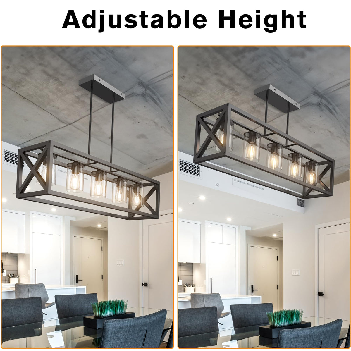 Espird five-light chandelier brightening dining tables and islands evenly