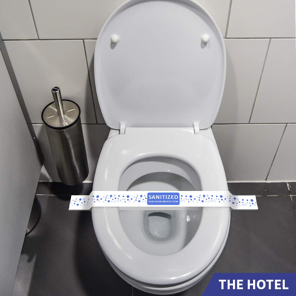 ESSENTIAL band used in a hotel room to reinforce cleanliness