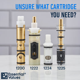 Essential Values 1222 cartridge exploded view highlights sealed design to prevent leaks.