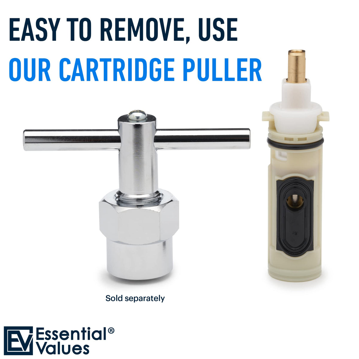 Essential Values replacement cartridge in hand shows easy, tool-free swap.