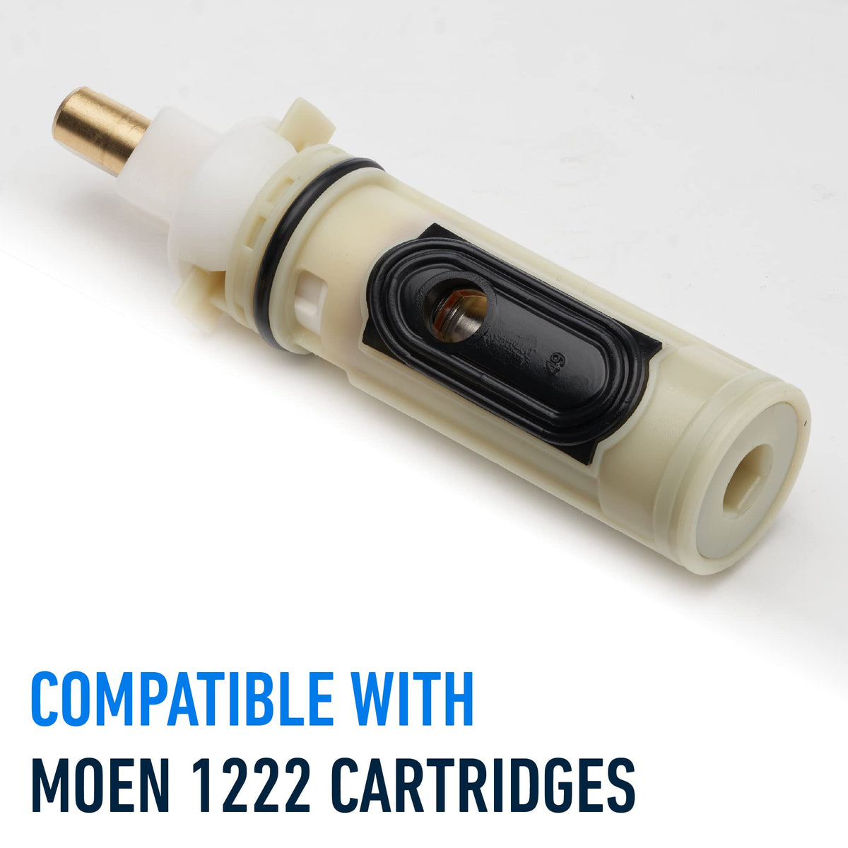 Essential Values Moen 1222 cartridge packaging indicates reliable aftermarket option.