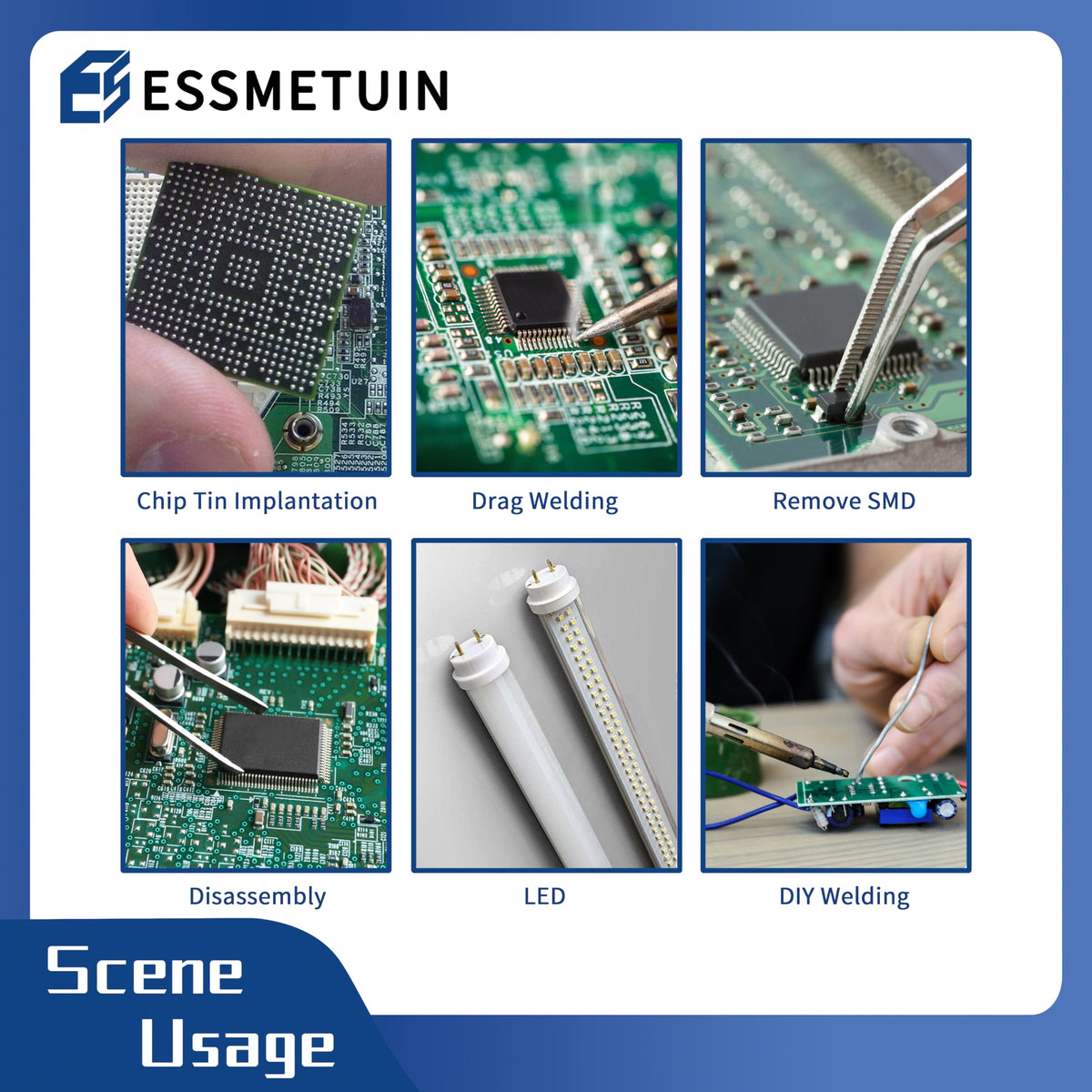 Essmetuin electronic repair kit aids quick circuit board fixes.