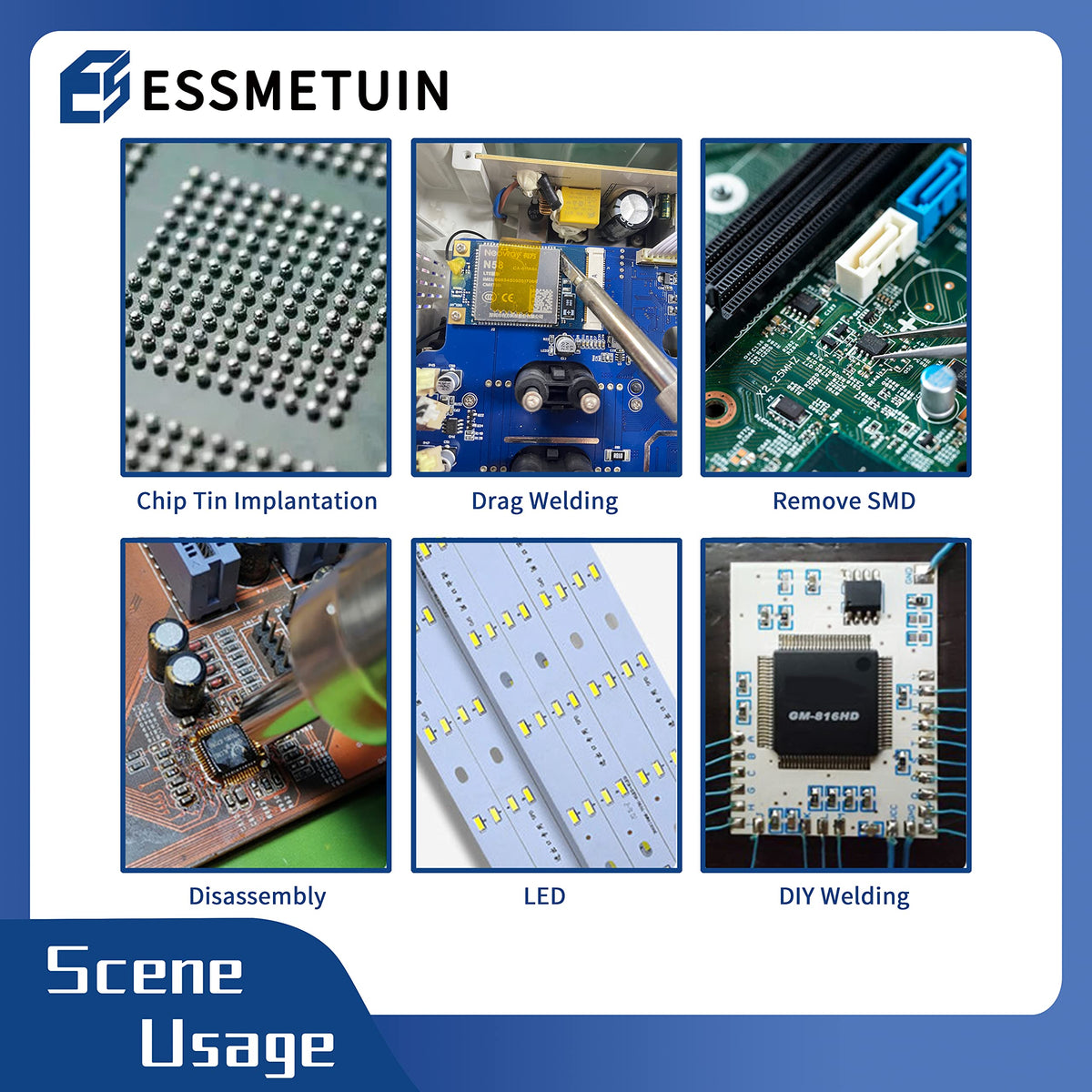 Essmetuin flux supports reliable joints on SMT boards and connectors.