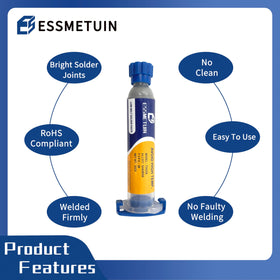 Essmetuin no-clean flux 10cc for clean, efficient soldering results.