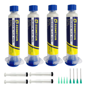 Essmetuin No Clean Flux Paste ready to pour onto a solder joint
