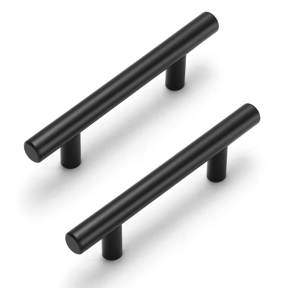 Estmoon 30-pack cabinet handles with matte black flat surface resist fingerprints and easy cleaning.