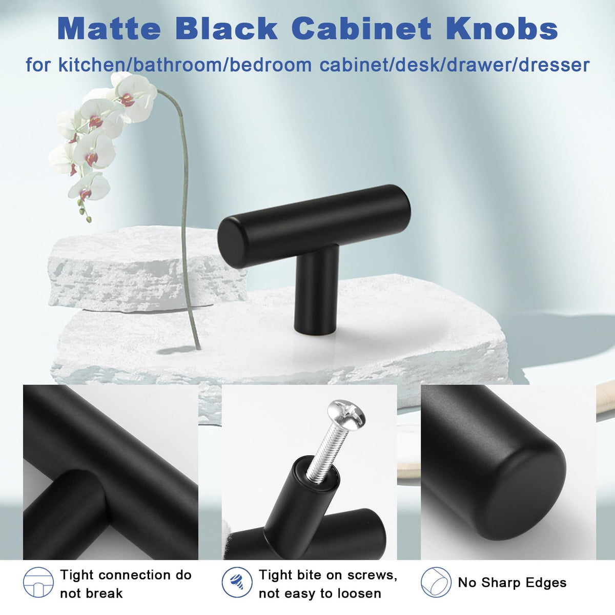 Estmoon knob side profile demonstrates 1-1/4 inch projection for comfortable grip.