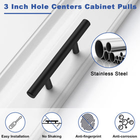 Estmoon 5-inch overall-length cabinet pulls in matte black for modern kitchen upgrade