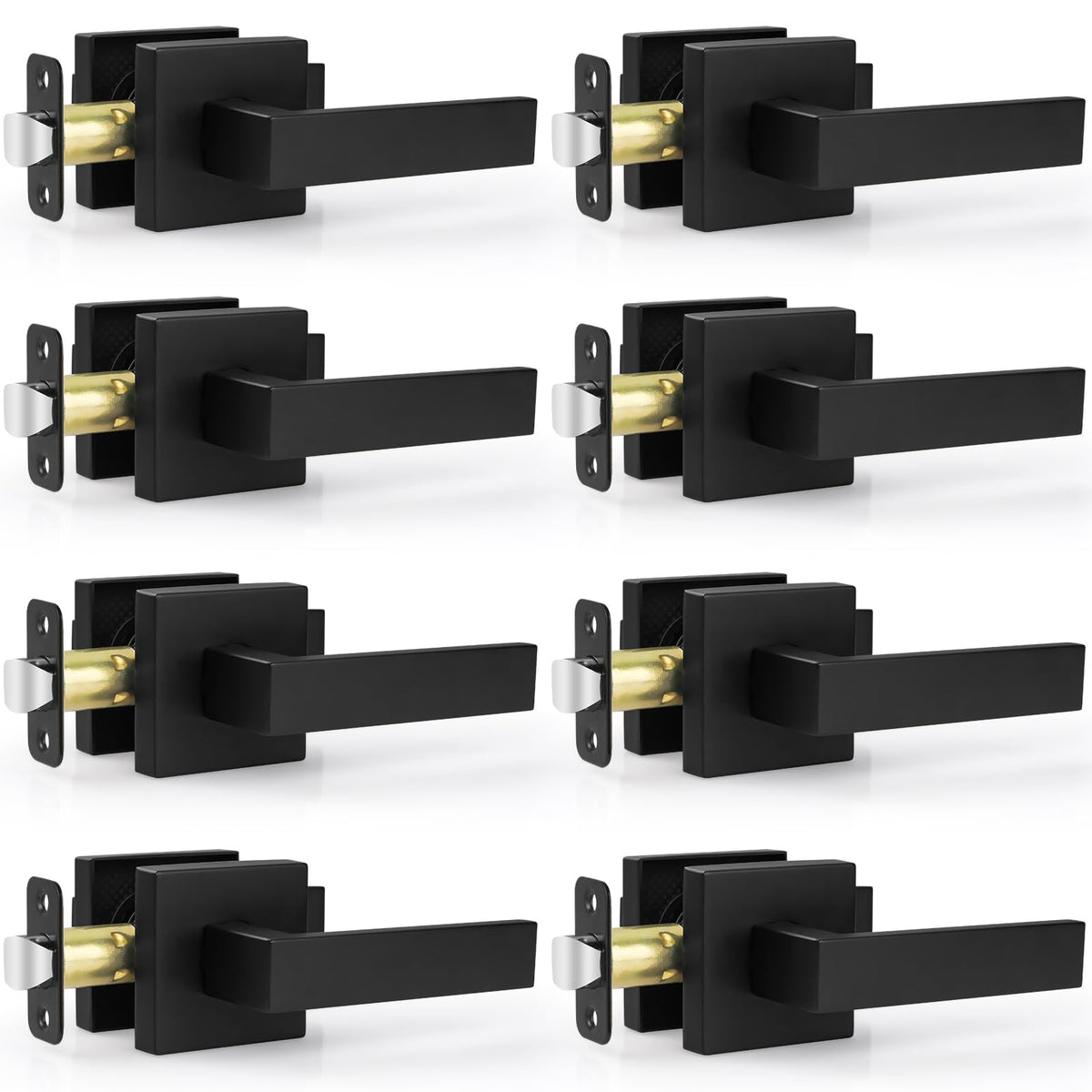 Estmoon 8-pack matte black passage door handles with durable levers for busy spaces