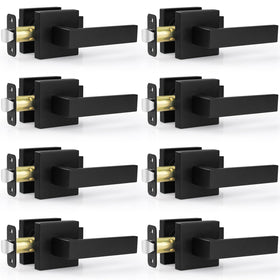 Estmoon 8-pack matte black passage door handles with durable levers for busy spaces