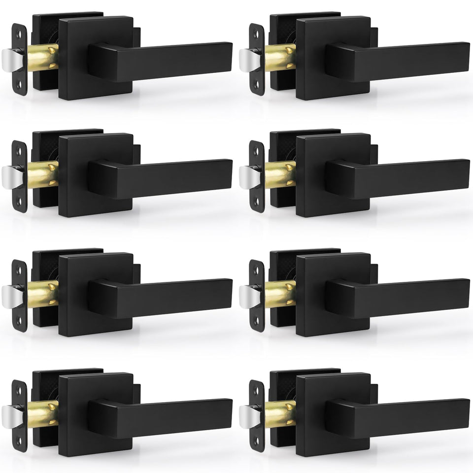 Estmoon 8-pack matte black passage door handles with durable levers for busy spaces