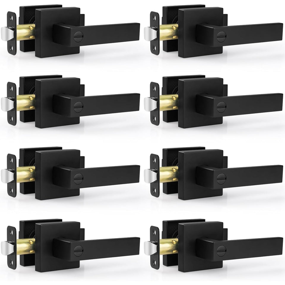 Estmoon 8-pack black door handles package for quick room updates and replacement