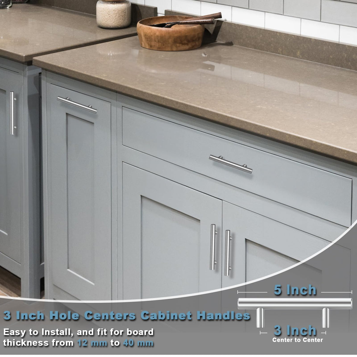 Estmoon arc brushed nickel pulls offer smooth grip and safe design.