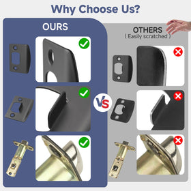 Estmoon black door lever mounted on interior door in a bedroom or bathroom.