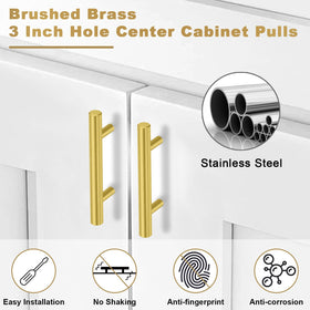 Estmoon 30-pack brushed brass cabinet pulls packaged to prevent scratches.