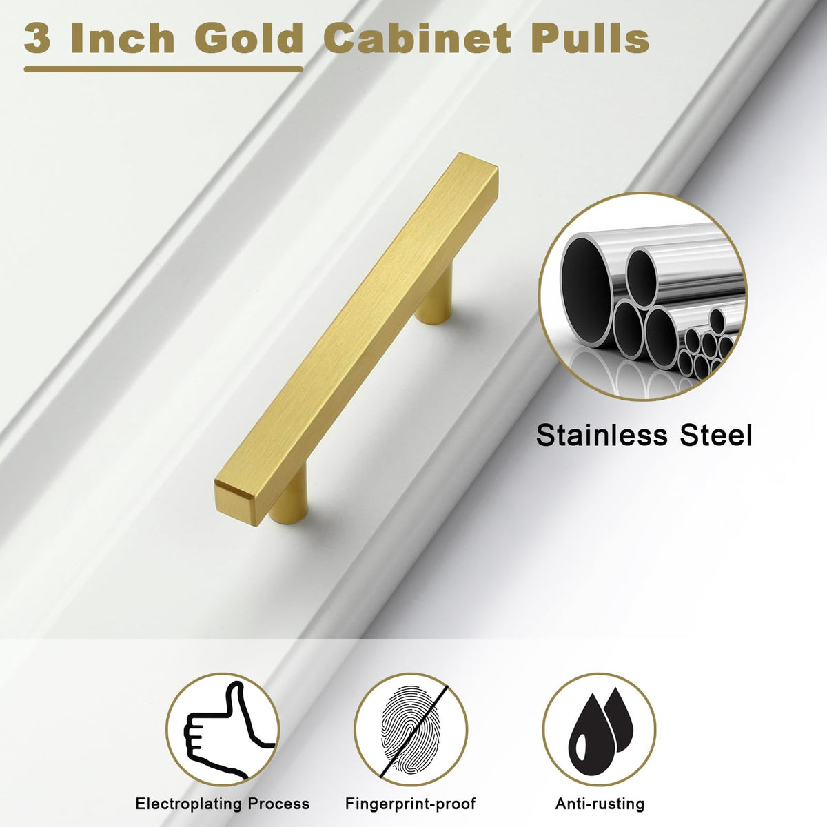 Estmoon brushed brass cabinet pulls 5in length adds warm, timeless style
