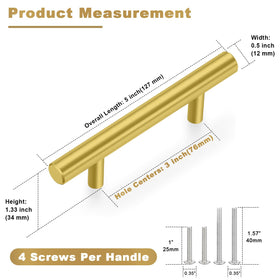 Estmoon brushed brass handle highlighting rounded edges for safety in use.