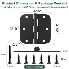 Estmoon interior hinges with 5/8 inch radius to fit most doors.