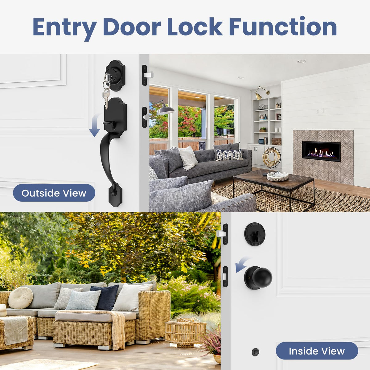 Estmoon interior door knob included for smooth interior operation.