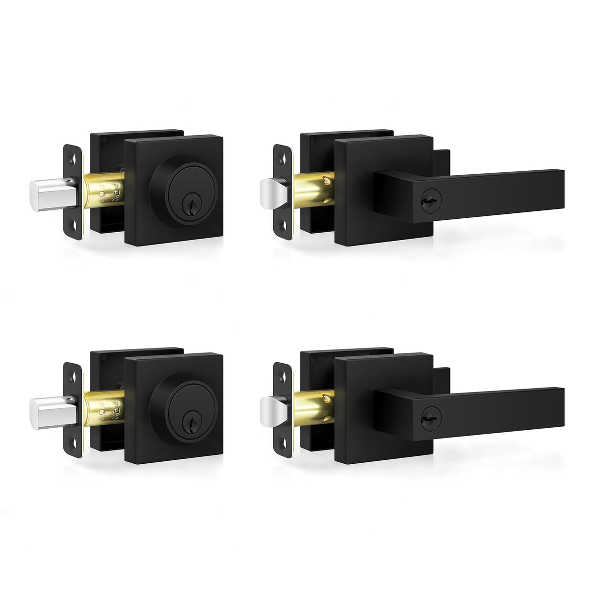 Estmoon front door lock set matte black exterior view for secure entry