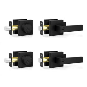 Estmoon front door lock set matte black exterior view for secure entry