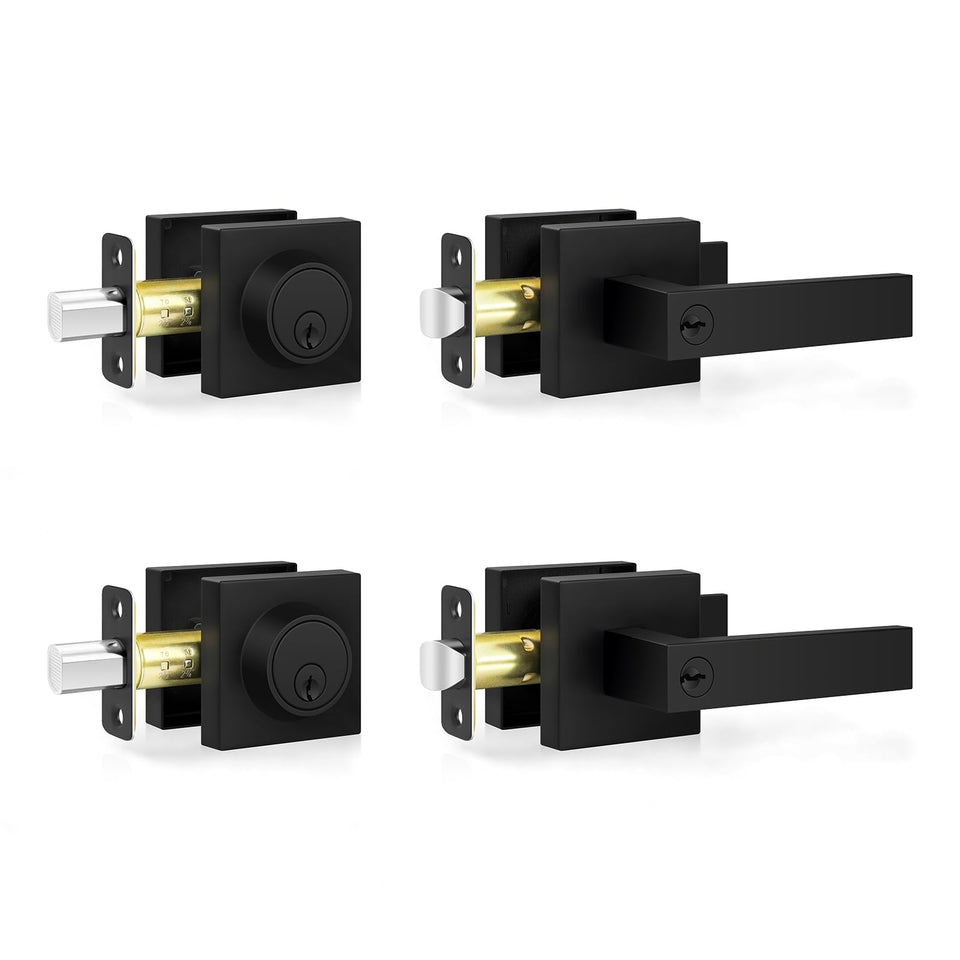 Estmoon front door lock set matte black exterior view for secure entry