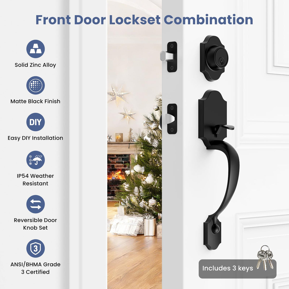 Estmoon lock set with single-cylinder deadbolt highlighting exterior security.