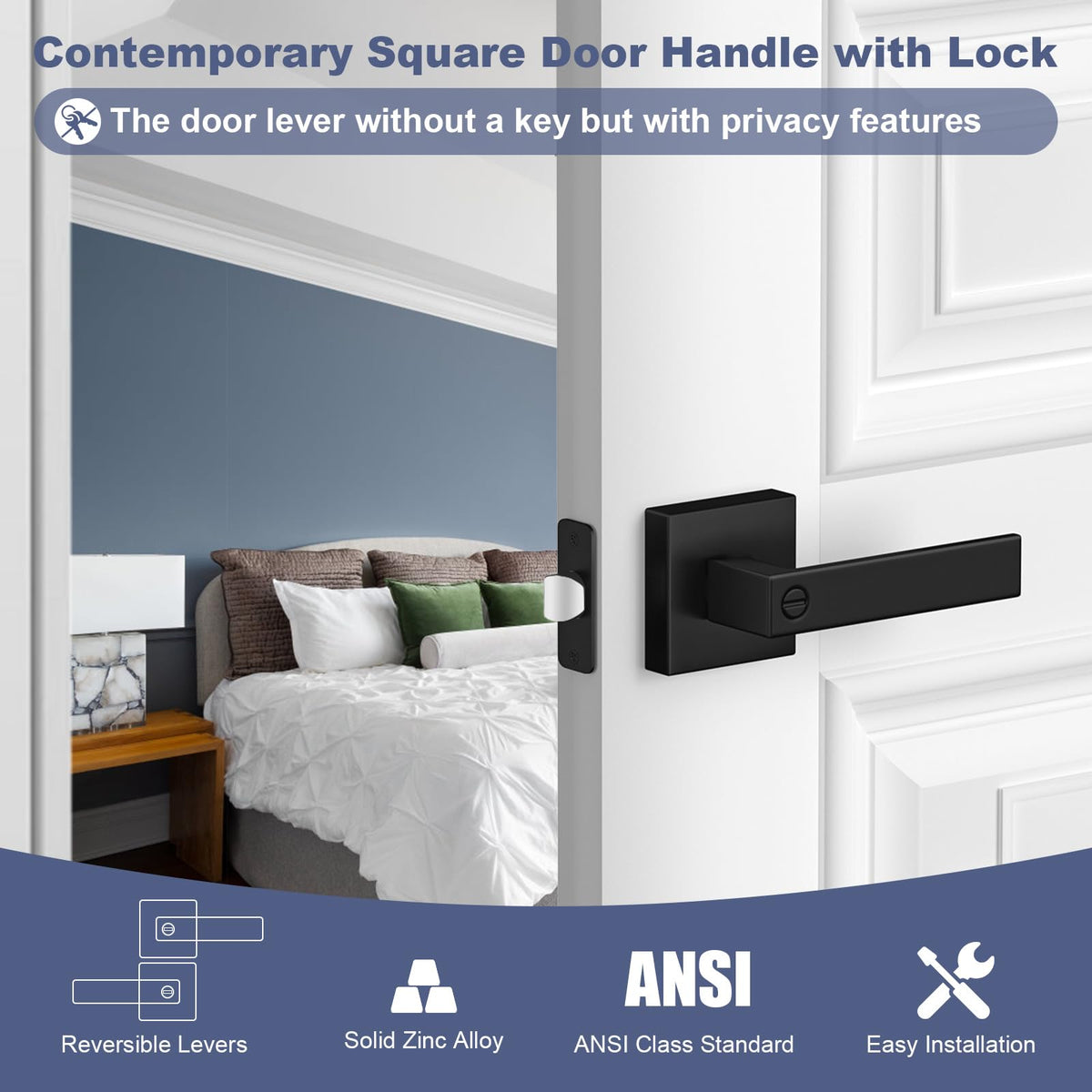 Estmoon installation guide illustrating door thickness range 1.38–1.78 inches.