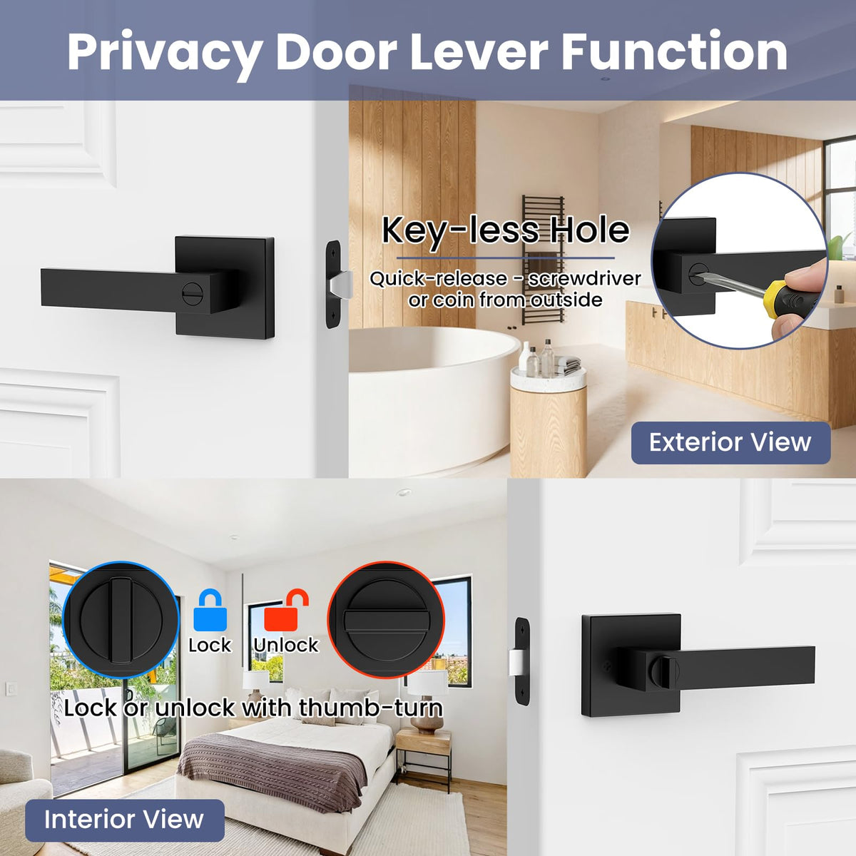 Estmoon left or right-handed lever fits 1.38 to 1.78 inch doors.