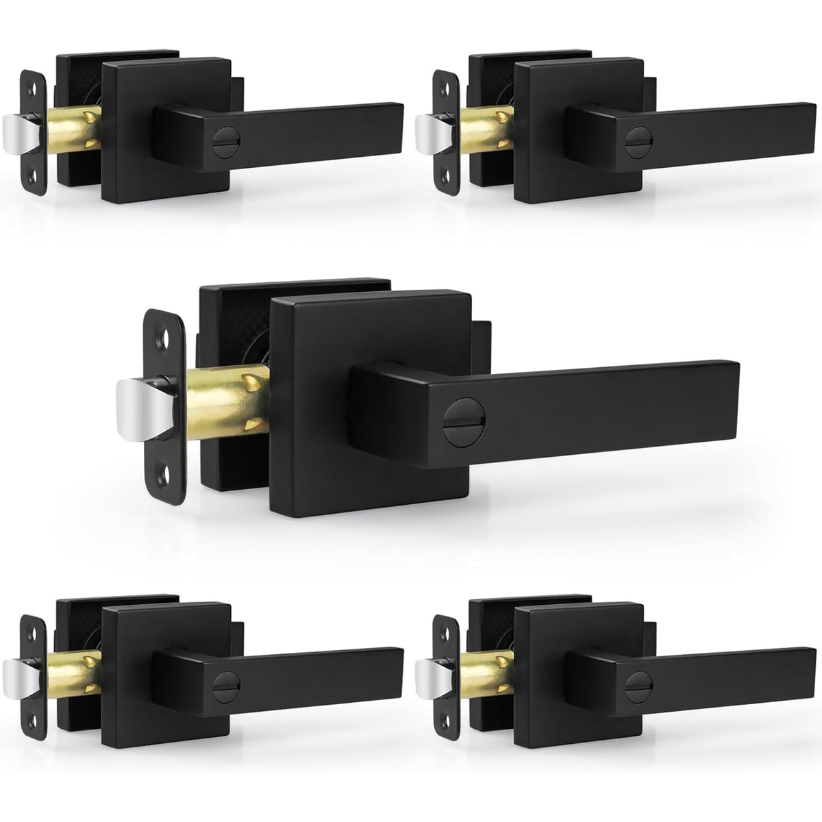 Estmoon matte black door handle set in durable zinc alloy for interiors.