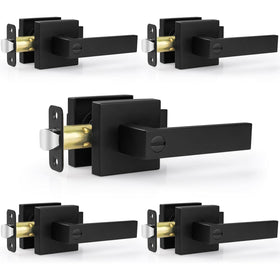 Estmoon matte black door handle set in durable zinc alloy for interiors.