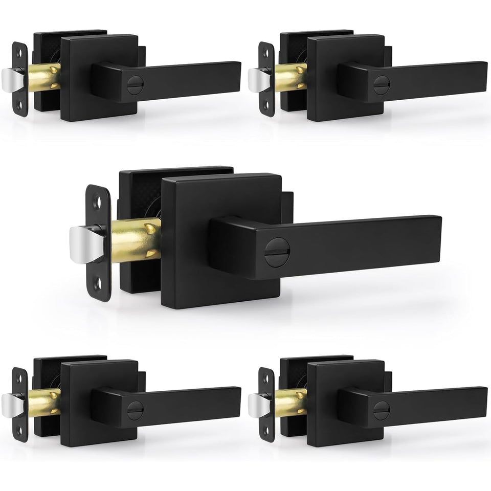 Estmoon matte black door handle set in durable zinc alloy for interiors.