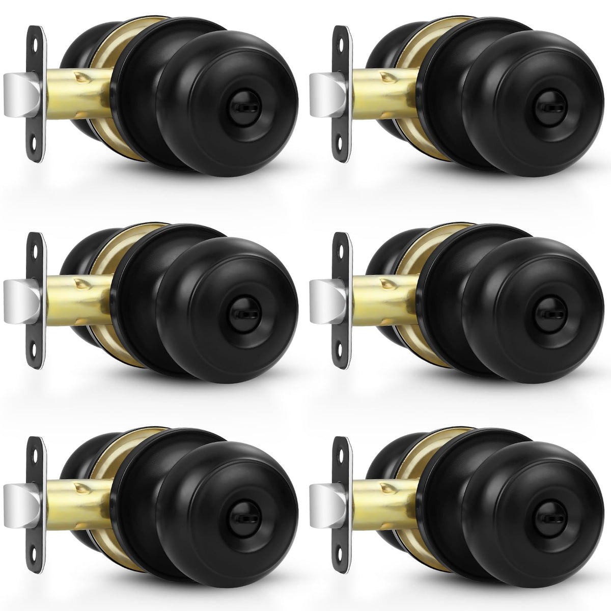 Estmoon matte black privacy door knob mounted on a door for bedrooms or bathrooms.