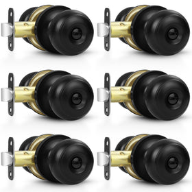 Estmoon matte black privacy door knob mounted on a door for bedrooms or bathrooms.