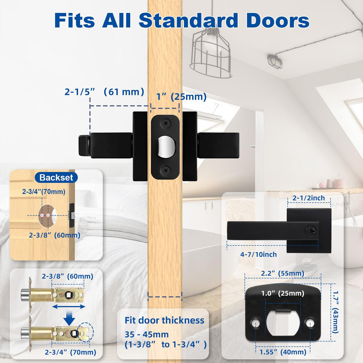 Estmoon packaging and instructions for the matte black door lock support DIY setup.