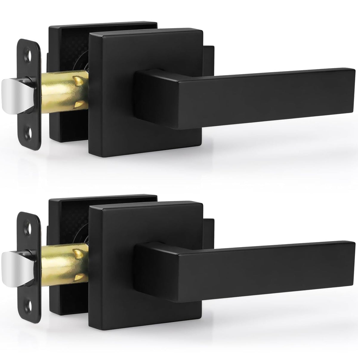 Estmoon passage door levers matte black closeup showing durable zinc alloy construction.