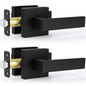 Estmoon passage door levers matte black closeup showing durable zinc alloy construction.
