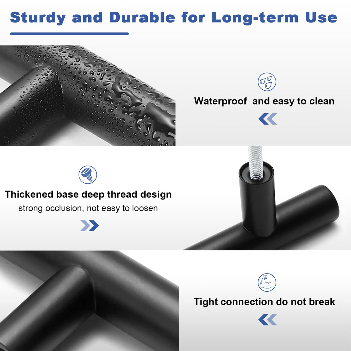 Estmoon round T-bar cabinet pulls with thick base for secure mounting