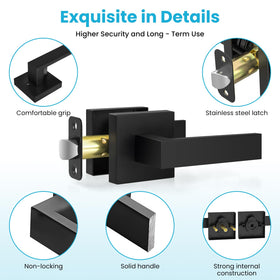 Estmoon square door handle front view highlights reversible left right design for doors.