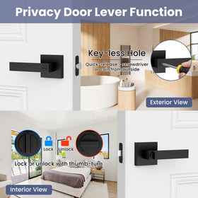 Estmoon matte black lever highlights anti-sawing bolt for enhanced door security.