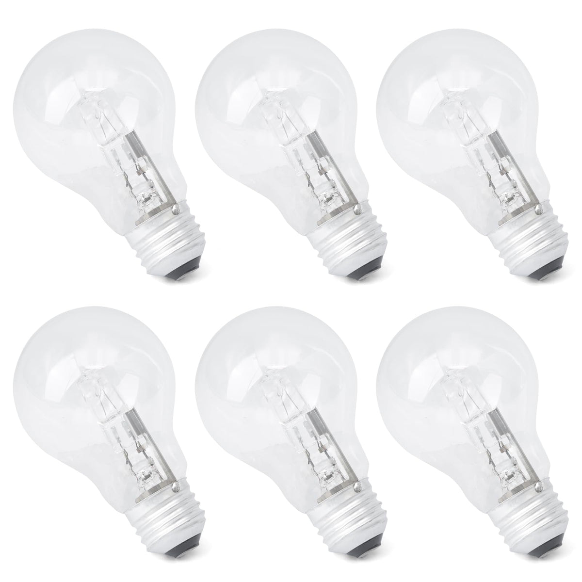 Esttlamer six-pack halogen bulbs in a lamp show versatile A19 compatibility and easy replacement