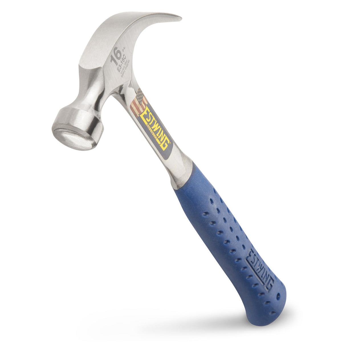 Estwing 16oz curved claw hammer head with forged one-piece construction for durability