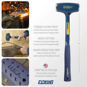 Estwing Big Blue long-handle drilling hammer for improved leverage