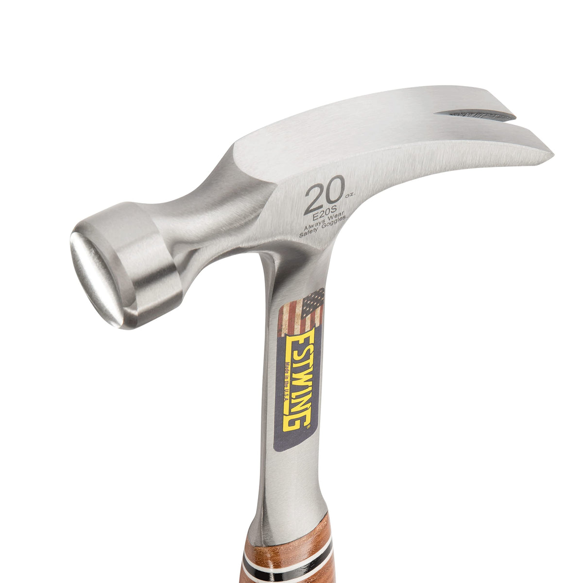 Estwing E20S genuine leather grip provides comfortable control.